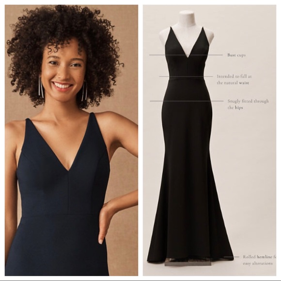 NEW BHLDN Jones V-Neck Crepe Maxi Dress Midnight - Picture 2 of 2